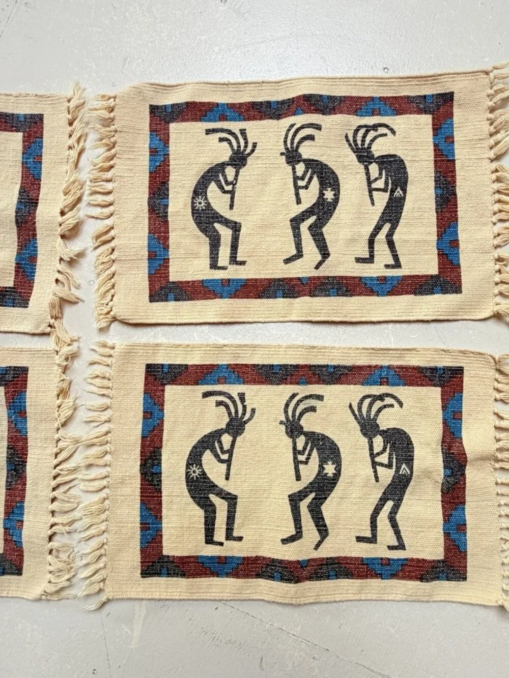 Southwestern Kokopelli Placemats Native American Motif‎ Cotton 4 Pieces